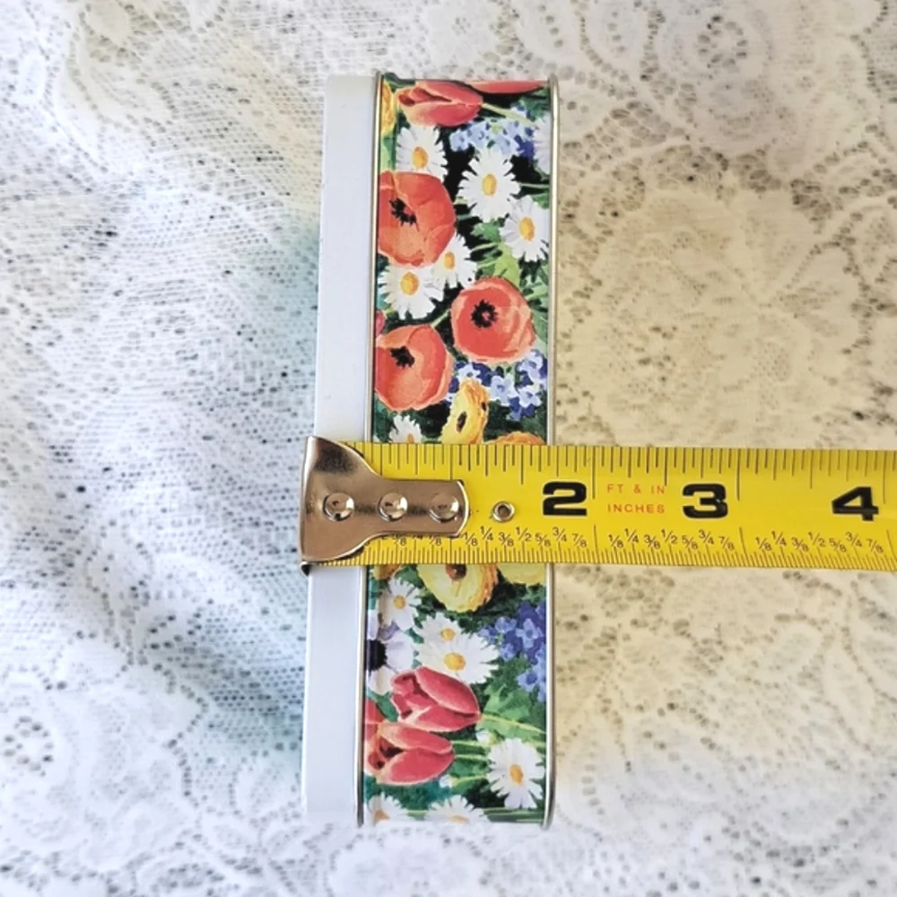 Small Vintage Tin Metal Hinged Storage Box Floral Bouquet Made in England